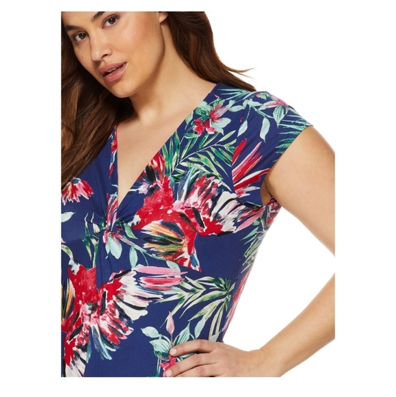 * Sofia Vergara 4X plus size hawiian floral body suit v neck short sleeve - Picture 7 of 7